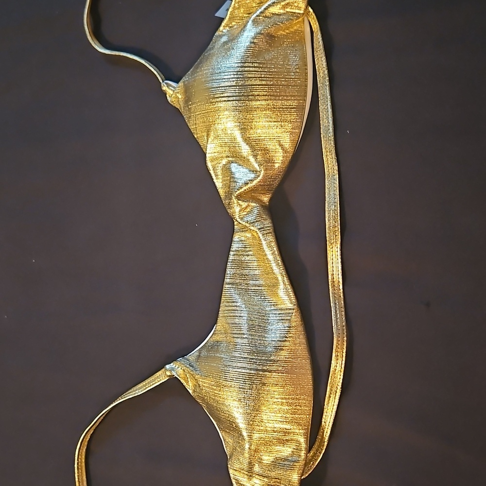 Shiny Gold Liquid Metallic Bikini Set - Picture 10 of 13